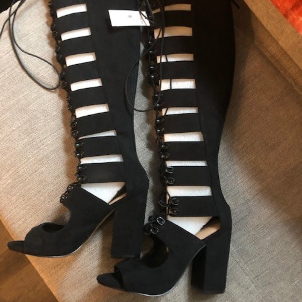 Express Gladiator Block Heel Sandal NWT